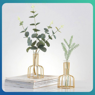 Pequeno Ferro Ouro Hidropônico Vaso Decoração Sala De Estar Mesa Verde Flor Seca Endro Planta Recipiente RKEJ