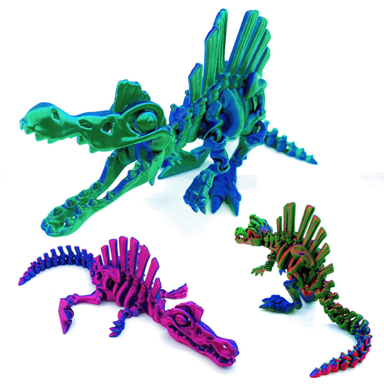 Espinossauro Articulado com Peixe – Dinossauro Flexível