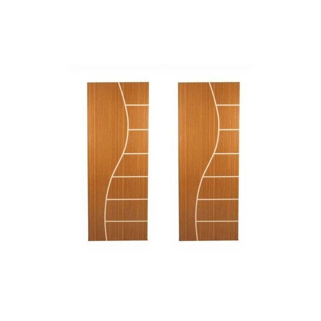 2 Folhas de Porta Madeira Decorada 210x90cm Espessura 3,5cm Cantareira Marrom/Mogno MGM
