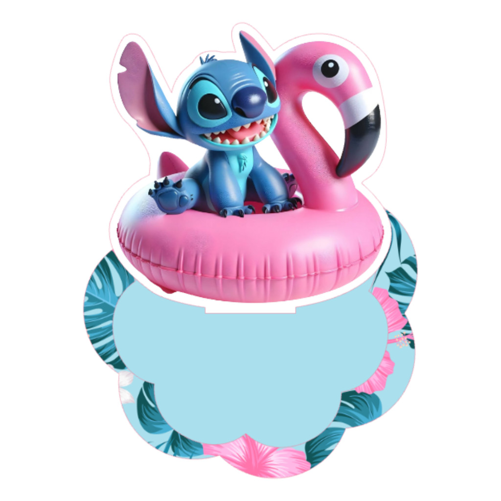 Kit Aplique 3D Personalizado Stitch Pool Party Tags de Festa em Pé Lembrancinhas Temáticas para Aniversário Infantil