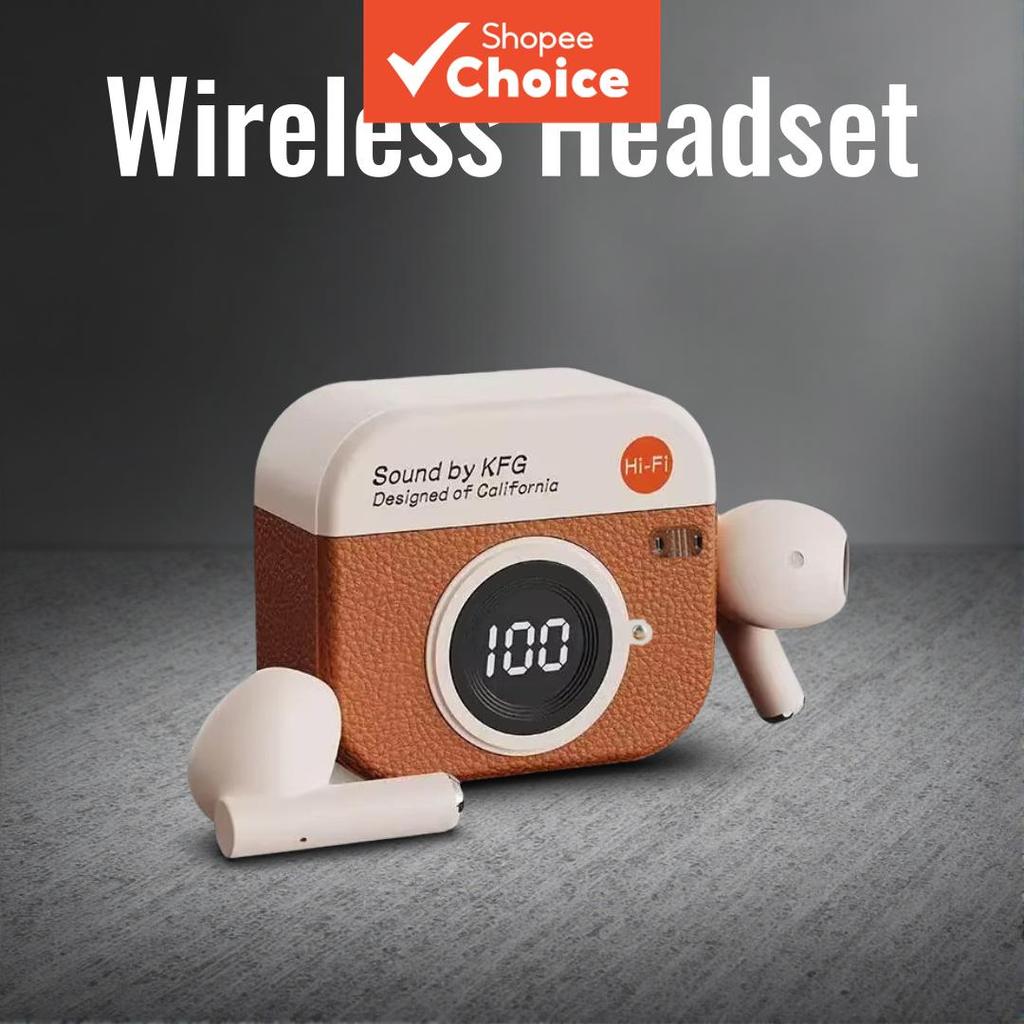  Fones de Ouvido Bluetooth Estilo Câmera, Fones Intra-Auriculares Sem Fio, Fones de Ouvido Esportivos para Corrida com