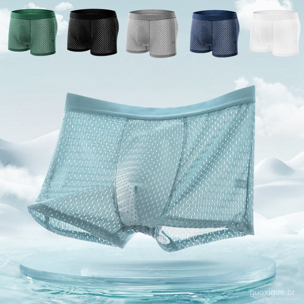 4 pacotes de cuecas Boxer masculinas de verão, roupa íntima masculina, conjunto de roupa íntima de fibra de bambu AA res