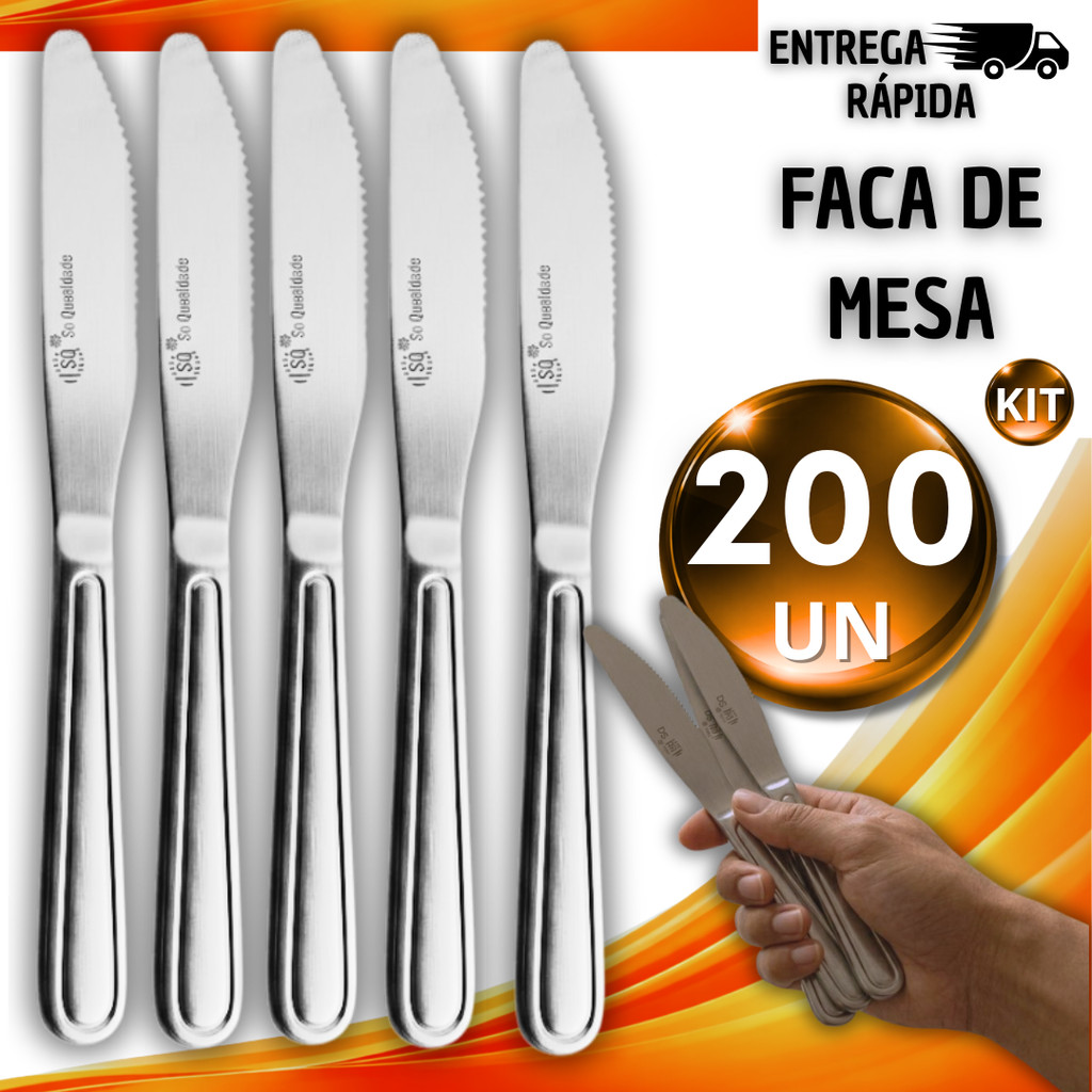 Combo De Talheres 200 Peças Em Aço Inox Facas De Mesa Casa Para Cozinha Utilidades