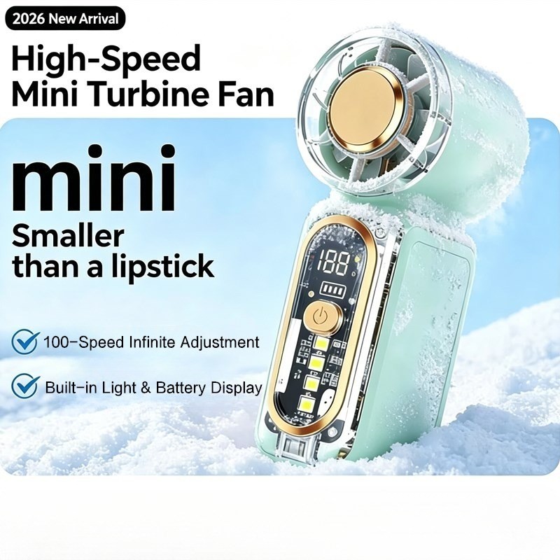Menor Ventilador Portátil Mini de Mão, Ventilador de Bolso Recarregável Tipo-C, Ventilador de Resfriamento de Alta Veloc