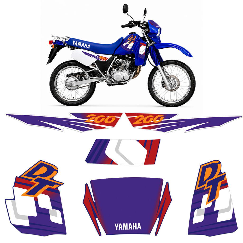 Kit Adesivos Para Yamaha Dt 200 1997 Moto Azul Laterais