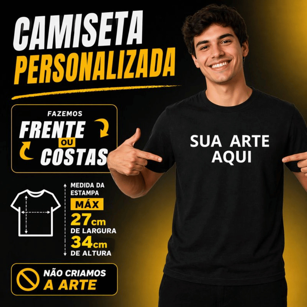Camiseta Personalizada Unisex 100% Algodão Várias Cores Frases Ou Desenhos Produção Imediata