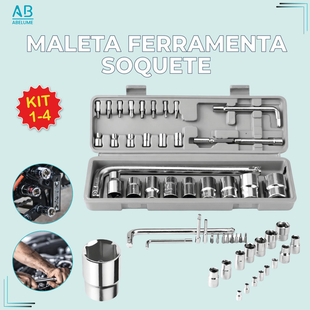 Conjunto de Ferramentas de Soquete Completo 27 Peças 8mm 21mm