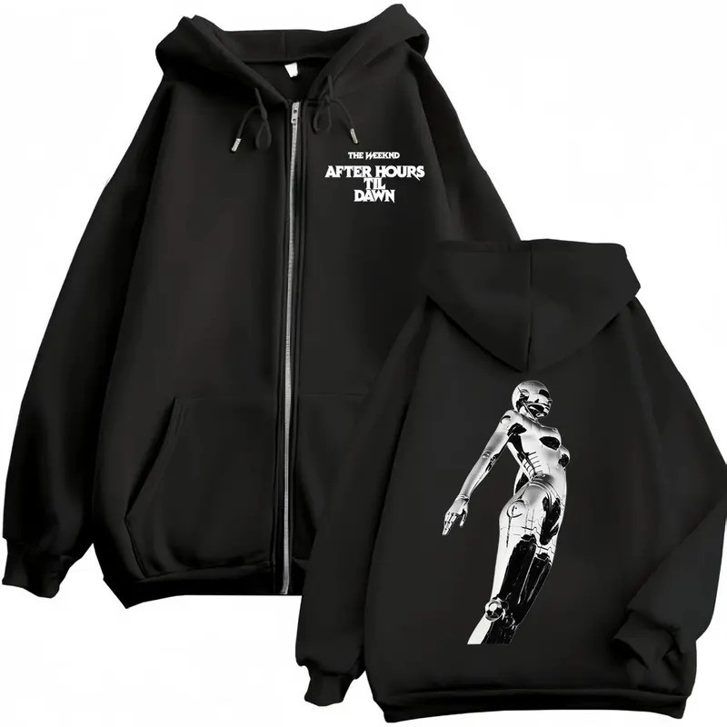 The Weeknd After Hours Til Dawn Tour 2026 Graphic Zipper Hoodie High Quality Fleece Zip Up Pullovers Unisex Fashion Swea