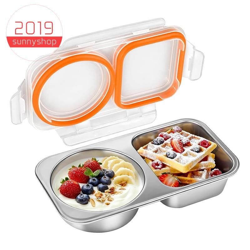 [Bestseller S] Recipiente De Lanche Hermético Com 2 Compartimentos À Prova De Vazamentos Em Aço Inoxidável , Caixa De 40