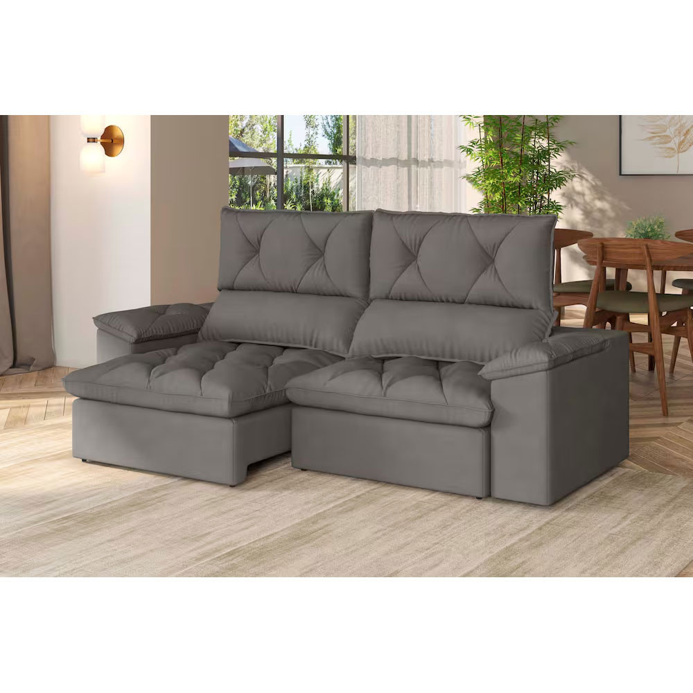 Sof 3 Lugares Atenas Retrtil Reclinvel Veludo 210cm Luizzi