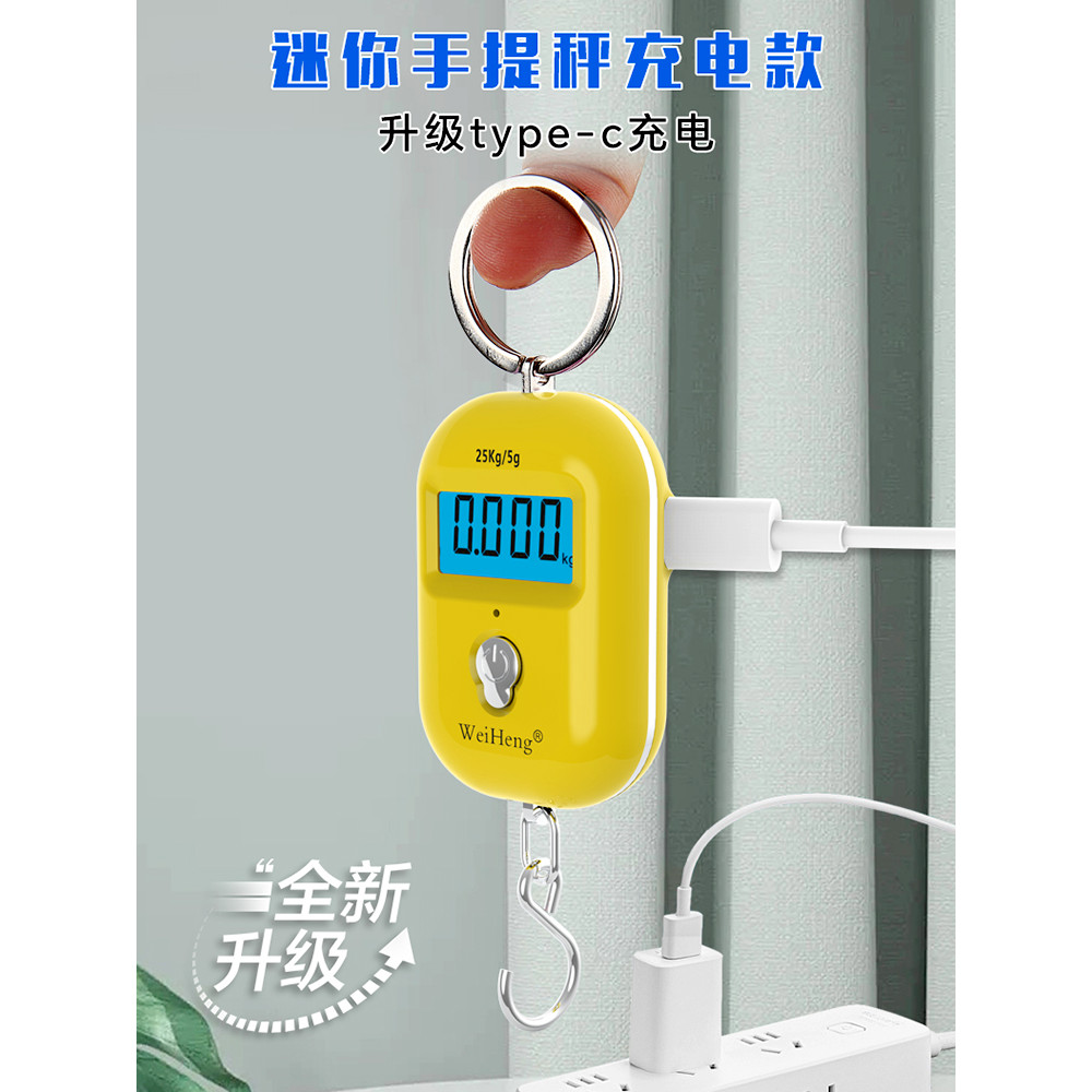 Weiheng Mini balança eletrônica de carregamento portátil balança de compras balança expressa doméstica gancho escala pri