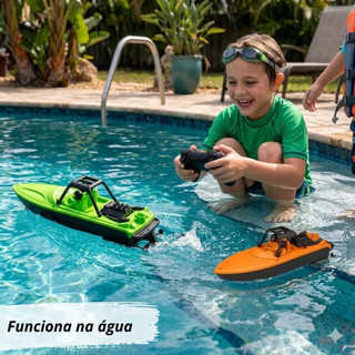 Brinquedo de Controle Remoto Lancha Funciona na Agua Bote Criança Presente Menino Barquinho