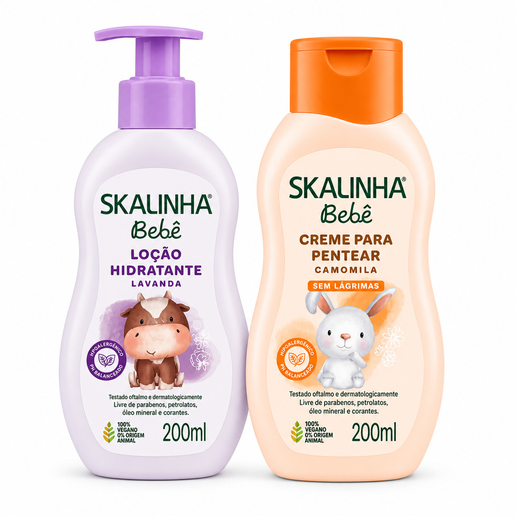Kit Skalinha Bebê Creme para Pentear Camomila 200ml + Loção Hidratante Lavanda 200ml