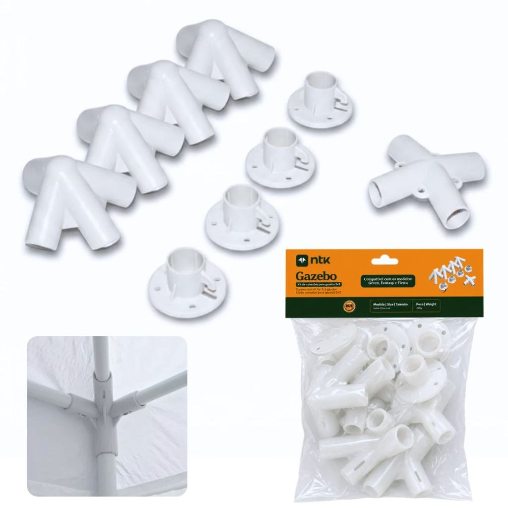 Kit Completo de Conexões para Gazebo 3x3m Nautika / 9 Peças de Reposição