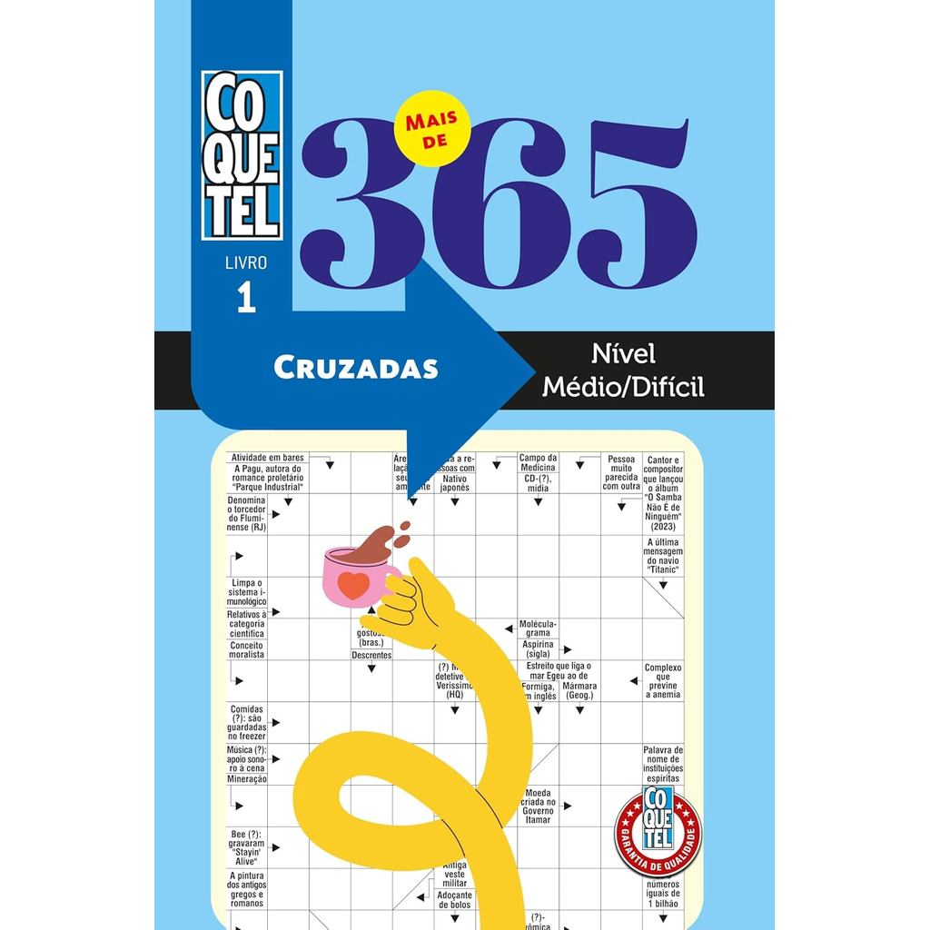 Livro Coquetel |  Mais de 365 Palavras Cruzadas | Médio-Difícil | Livro 1