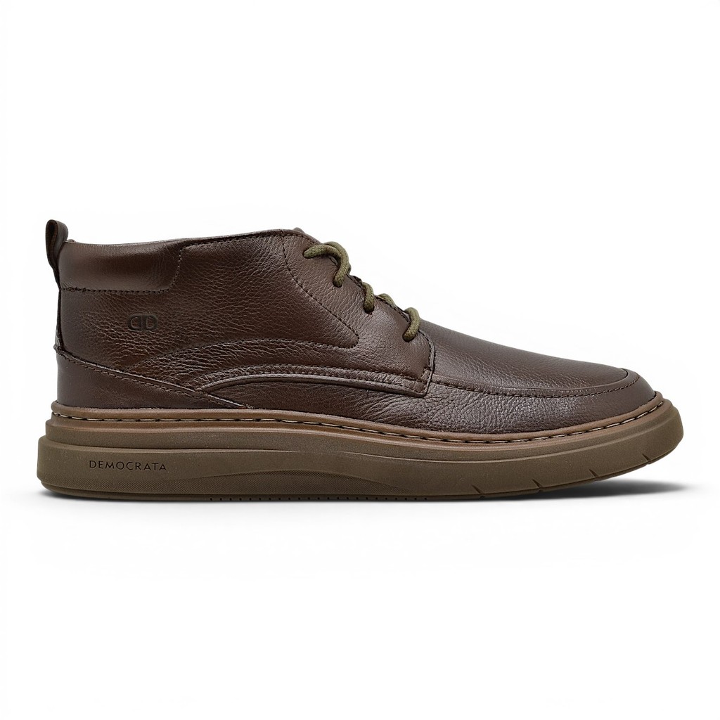 Bota Democrata Masculina Grid Cano Curto Couro Confortavel