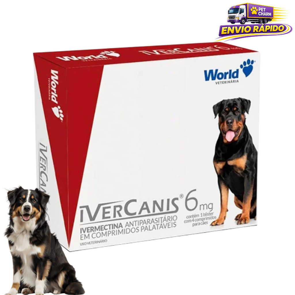 Ivercanis Ivermectina 6mg Cães Cachorro 4 Comprimidos Remédio