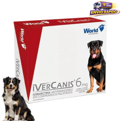 Ivercanis Ivermectina 6mg Cães Cachorro 4 Comprimidos Remédio