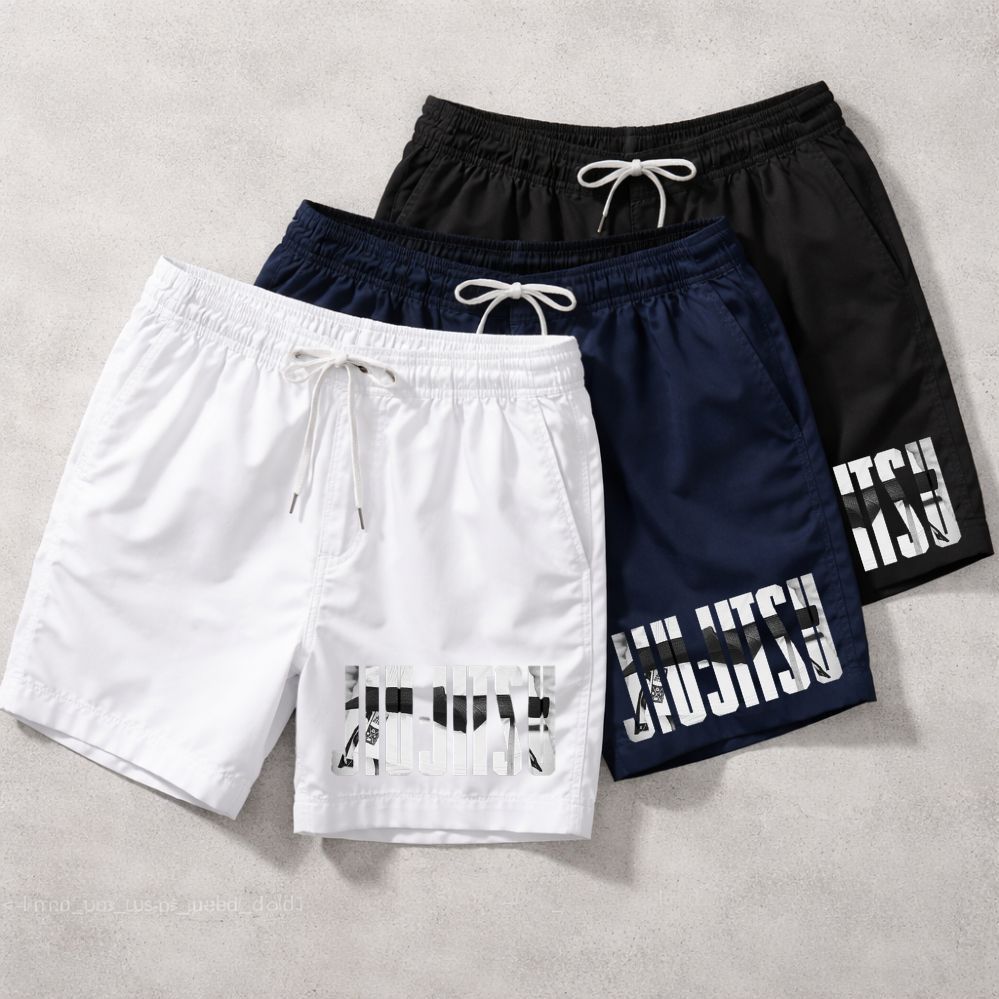 Kit 3 Short Tactel Bemuda Masculina Seca Rápido Confortável Jiu-Jitsu Faixa Preta Bjj