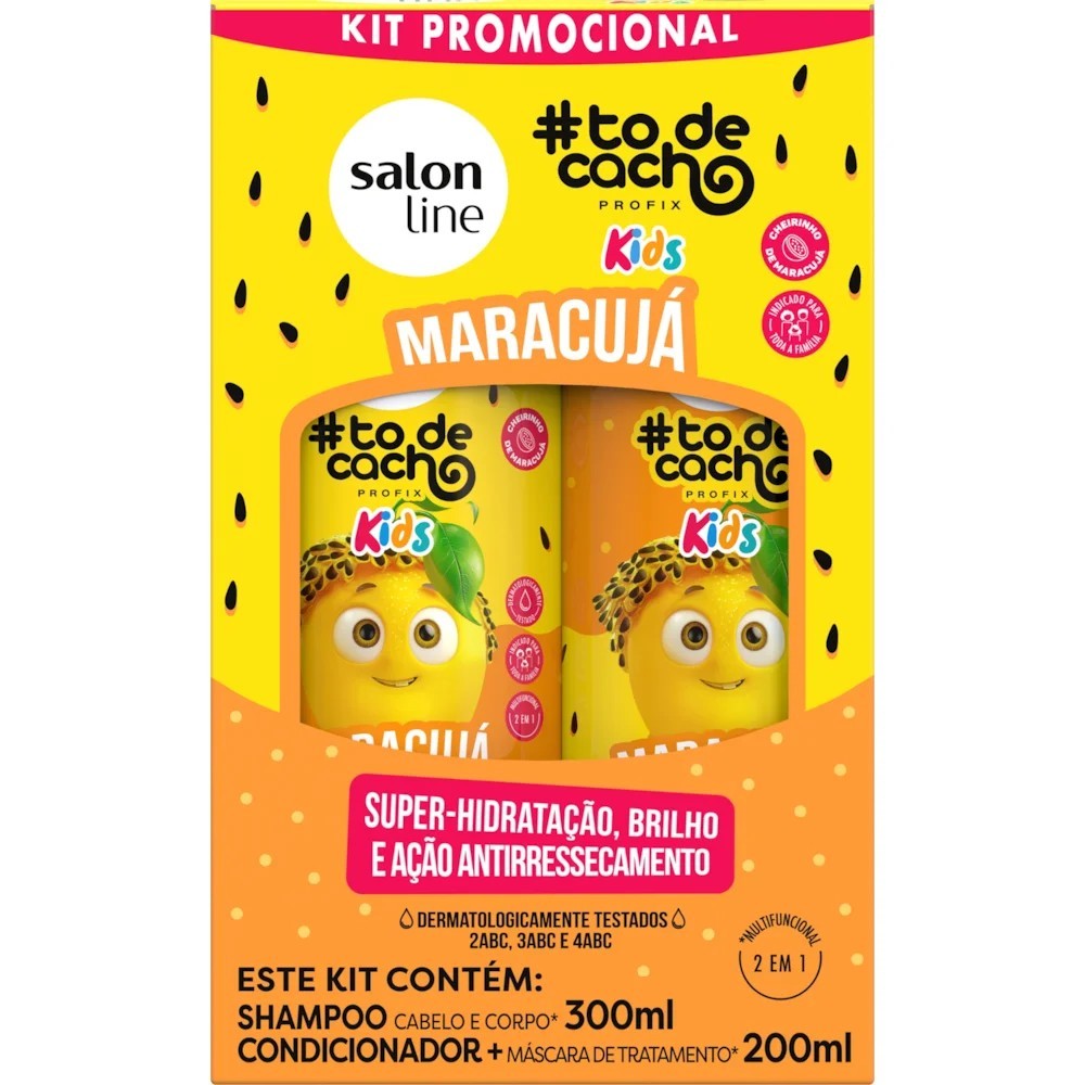 Kit Salon Line #todecacho Kids Profix Maracujá - Shampoo 300ml + Condicionador e Máscara 200ml