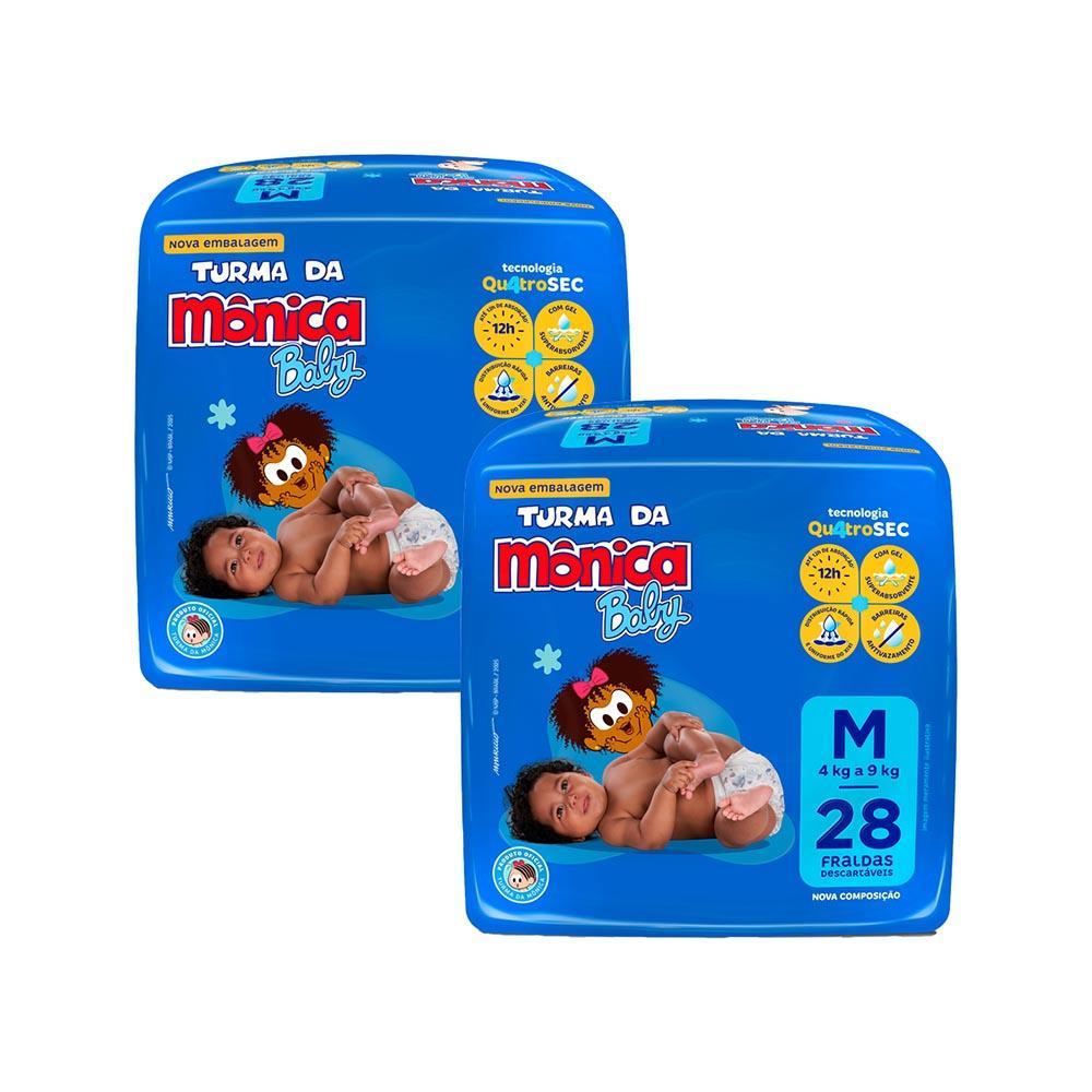 Kit 2 Fraldas Turma da Mônica Baby Jumbo M com 28un cada