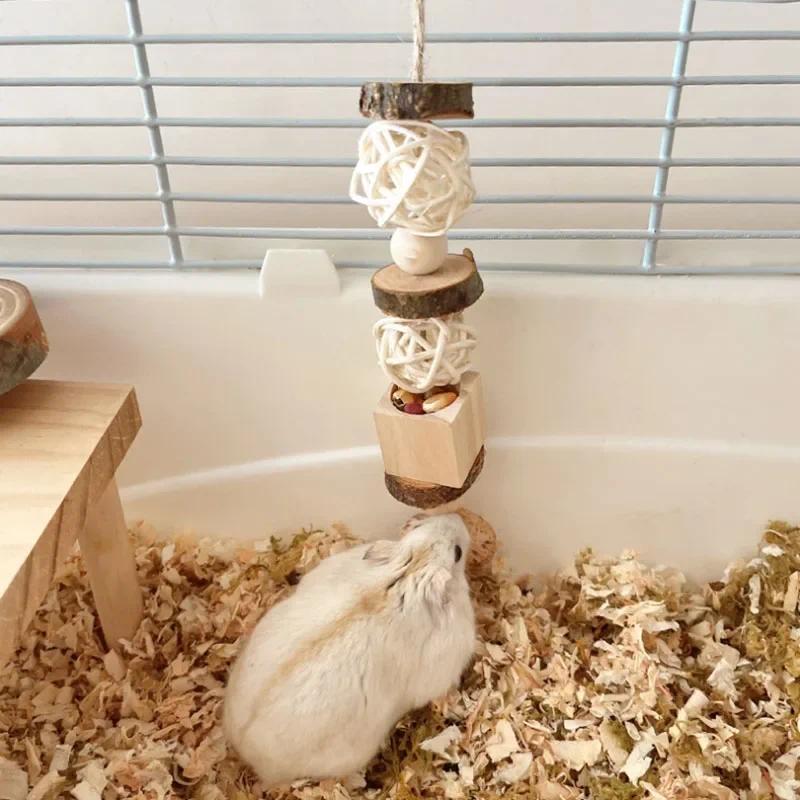 Caixa de Madeira para Roer e Comer Petiscos, Brinquedo para Hamster, Hamster Urso Dourado, Para Forragear, Roer e Moer o