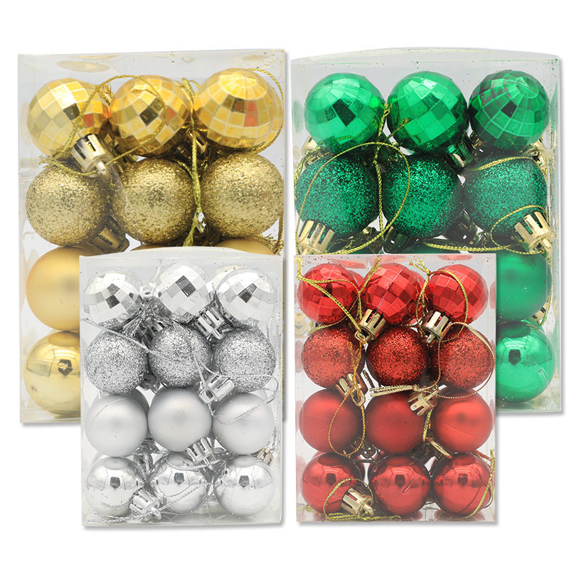 Conjunto misto de natal presente 3cm24 peças bola de natal decoração de árvore de natal adereços decorações de decoração