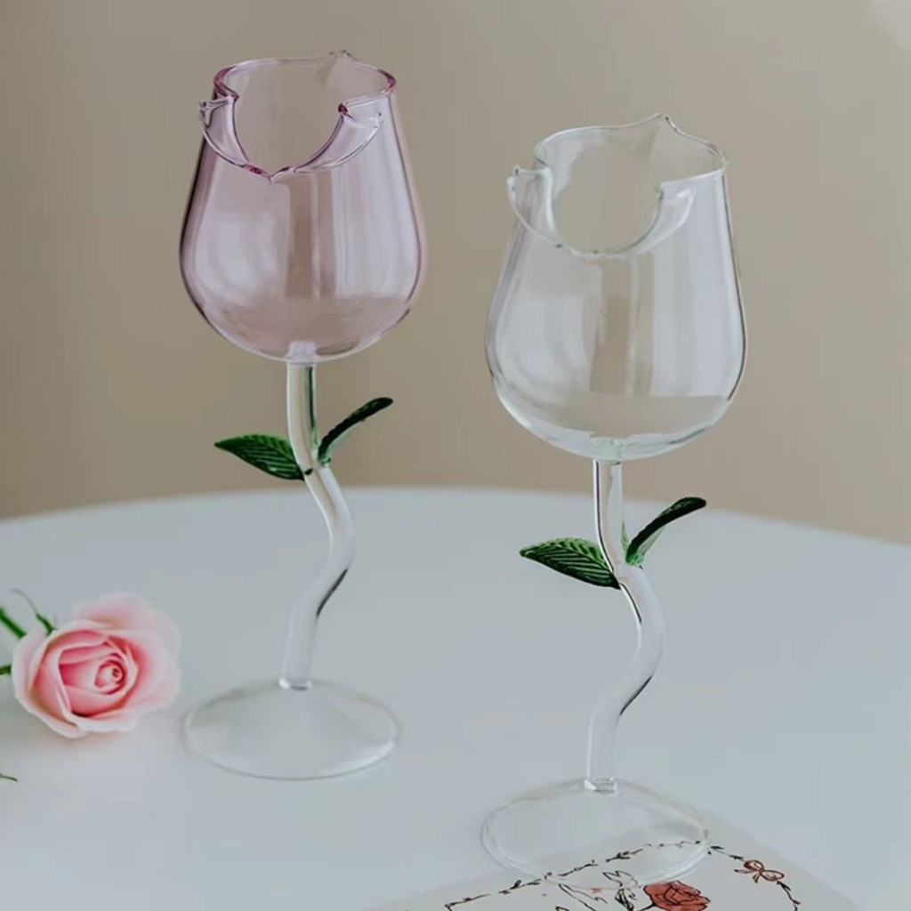 Copo de Vinho Tinto CATCH Rose Red, Romântico, para Coquetéis, 150/400ml, em Forma de Flor, para Suco e Champanhe, Decor