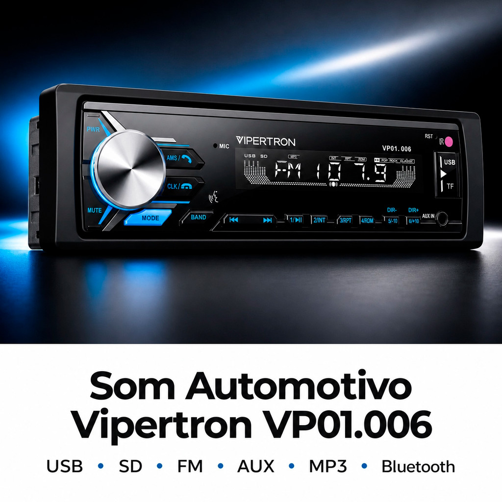 Rádio Automotivo Bluetooth Comando de Voz USB Som Mp3 Vipertron Radio VP01.006 by Tiger · foto 2