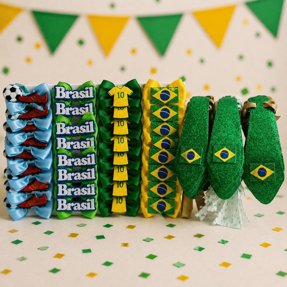 kit Laçinho copa do mundo Pet 40 Unidades + Gravata pet Copa do Mundo 24 unidades