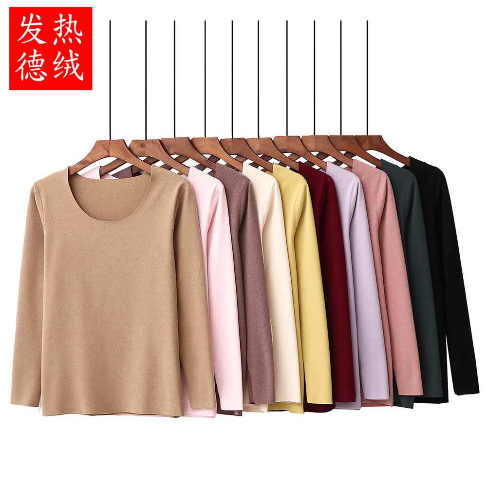 Camisa de fundo de veludo alemão dupla face feminina outono inverno forro de lã engrossado roupa interior térmica em tor
