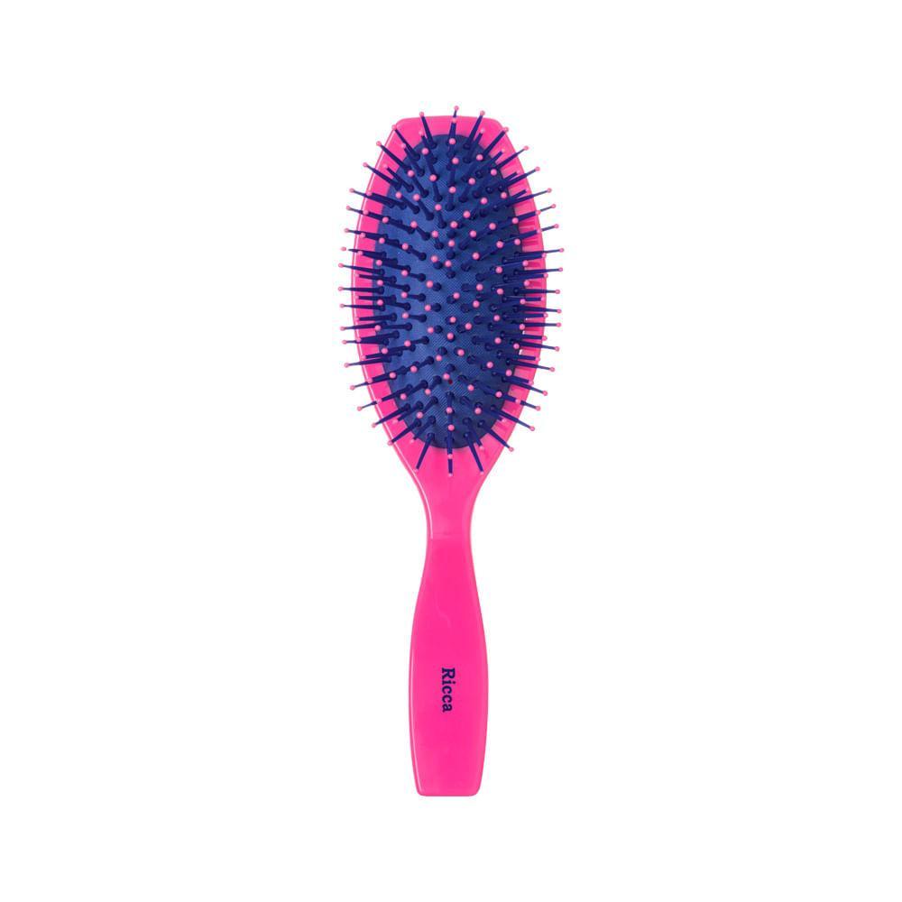 Escova Cabelo Ricca Com 1 Oval Pink Almofadada