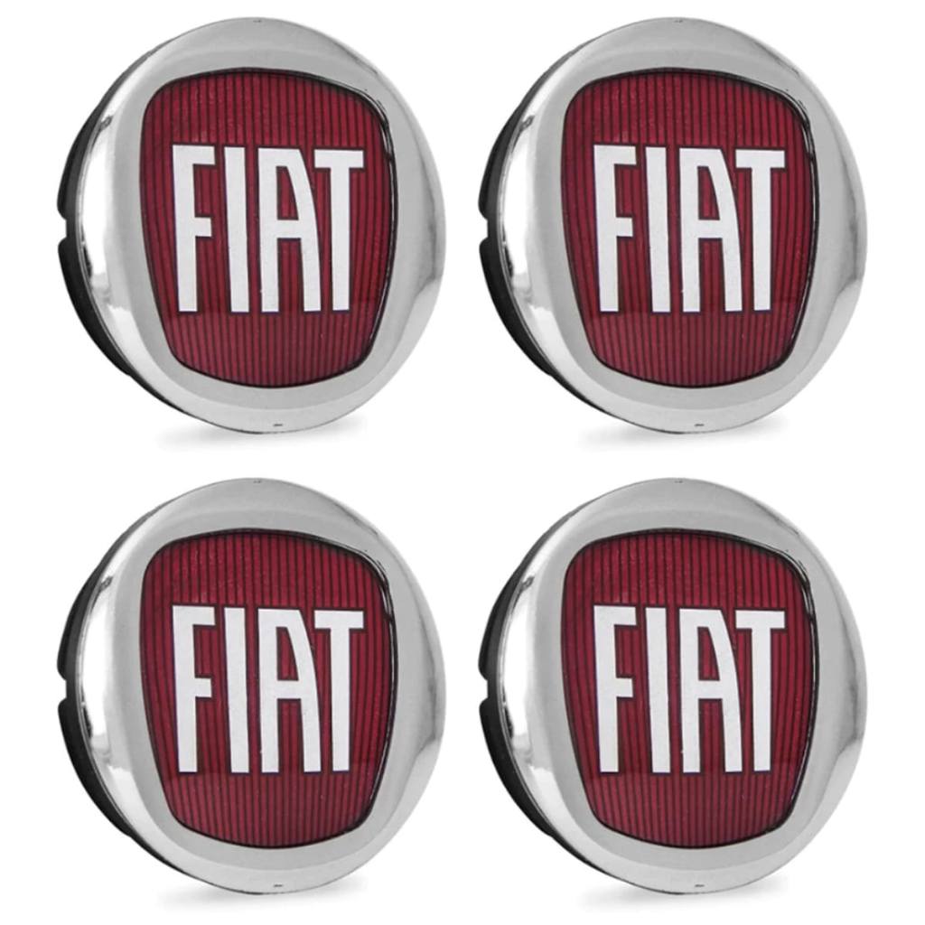 Kit 4 Calotinha Centro Roda Palio Uno Siena Punto Mobi Strada Stilo Cronos Argo 49,6mm Vermelho