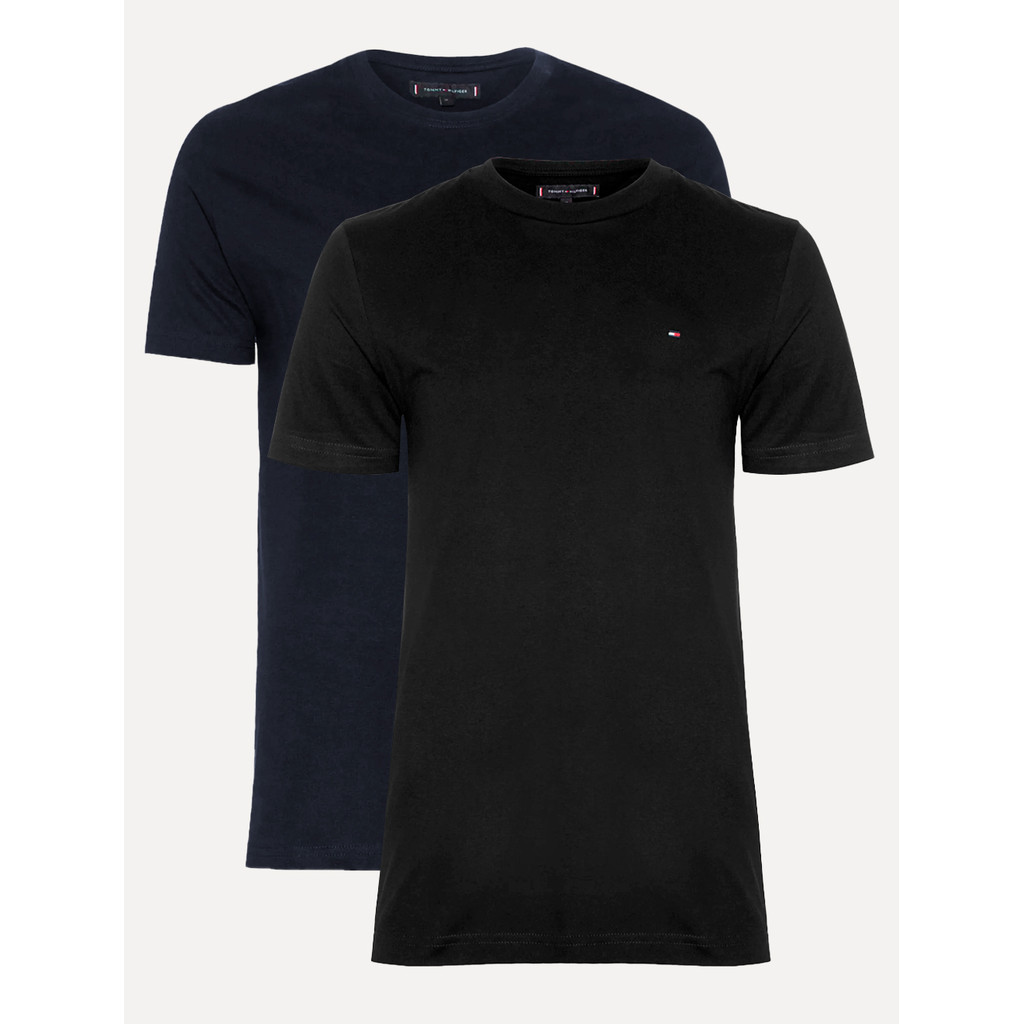 Imagem Kit Camisetas Tommy Hilfiger Original | Masculina Essential Preta/Marinho 2UN