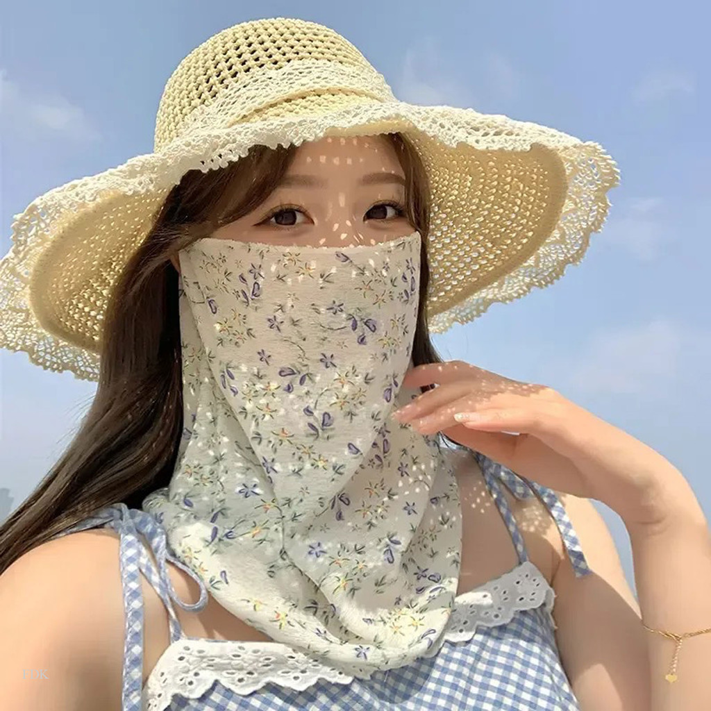 FDK Bohemian Floral Print Face Máscara Verão Rosto Cheio Protetor Solar Capa Condução Ciclismo Lenço UV De Pescoço Banda