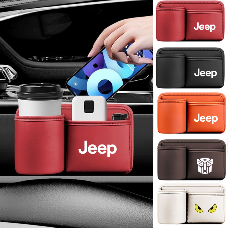 Caixa De Armazenamento De Carro Jeep Console Central Do Copo De Água Rack Telefone Couro PU Acessórios Interiores , Para