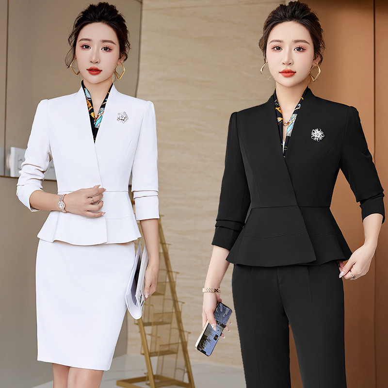 Terno profissional feminino outono inverno elegante ol Commuter terno de negócios jaqueta salão de beleza recepção roupa