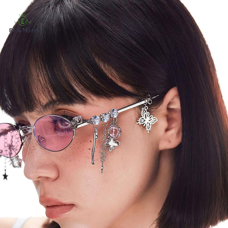 EA & Moda Personalizado Doce Legal Picante Menina Óculos Estrela Diamante Pequeno Quadro Elípticos Para Mulher Na .