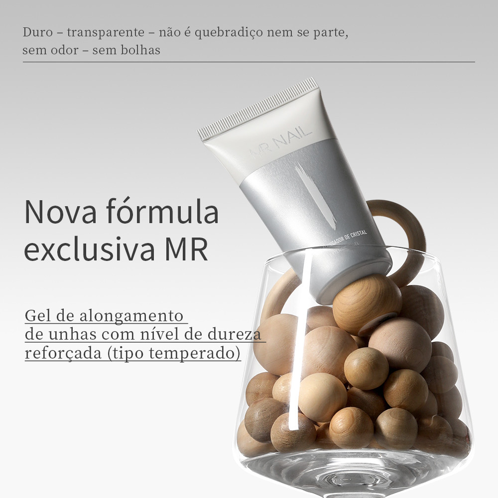 Gel Alongador de Cristal MR Nail 30g Inovador com Alta Resistência Compatível com Moldes de Unha