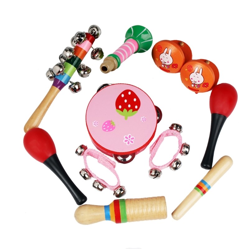 zzz Orff Instrumento Musical Conjunto De Brinquedos Maracas Shaker Pandeiro Mão Chocalho Sino Instrumentos Educacionais