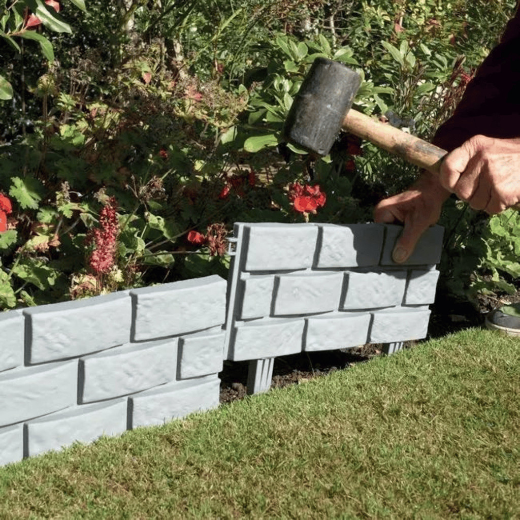 Kit 10 Cerca Jardim De Plástico Decorativa Cinza Tijolinho Jardinagem e Decoração De Piscinas e Hortas