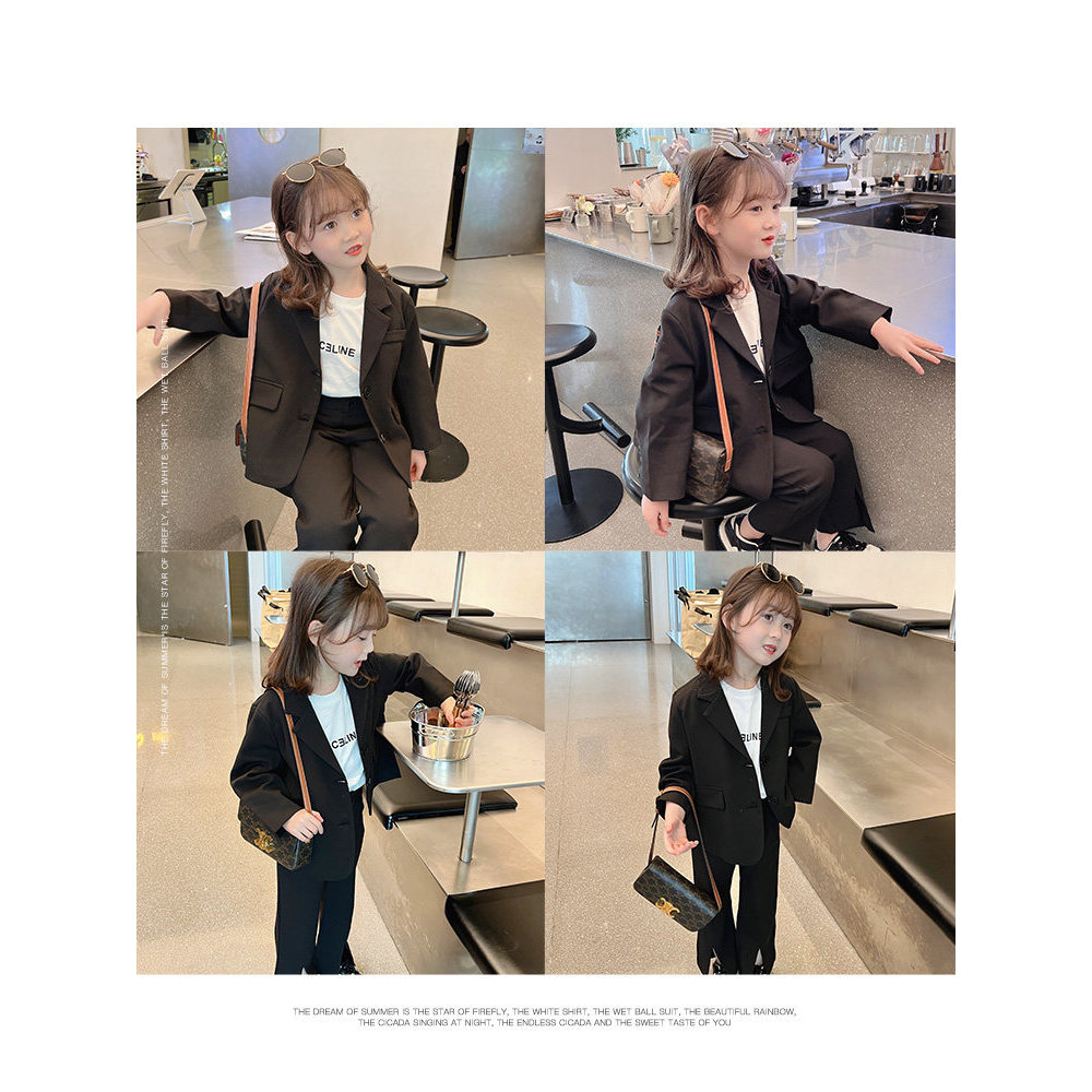 Yojia meninas terno Casual terno 2024 primavera outono novo estilo crianças moda bebê crianças