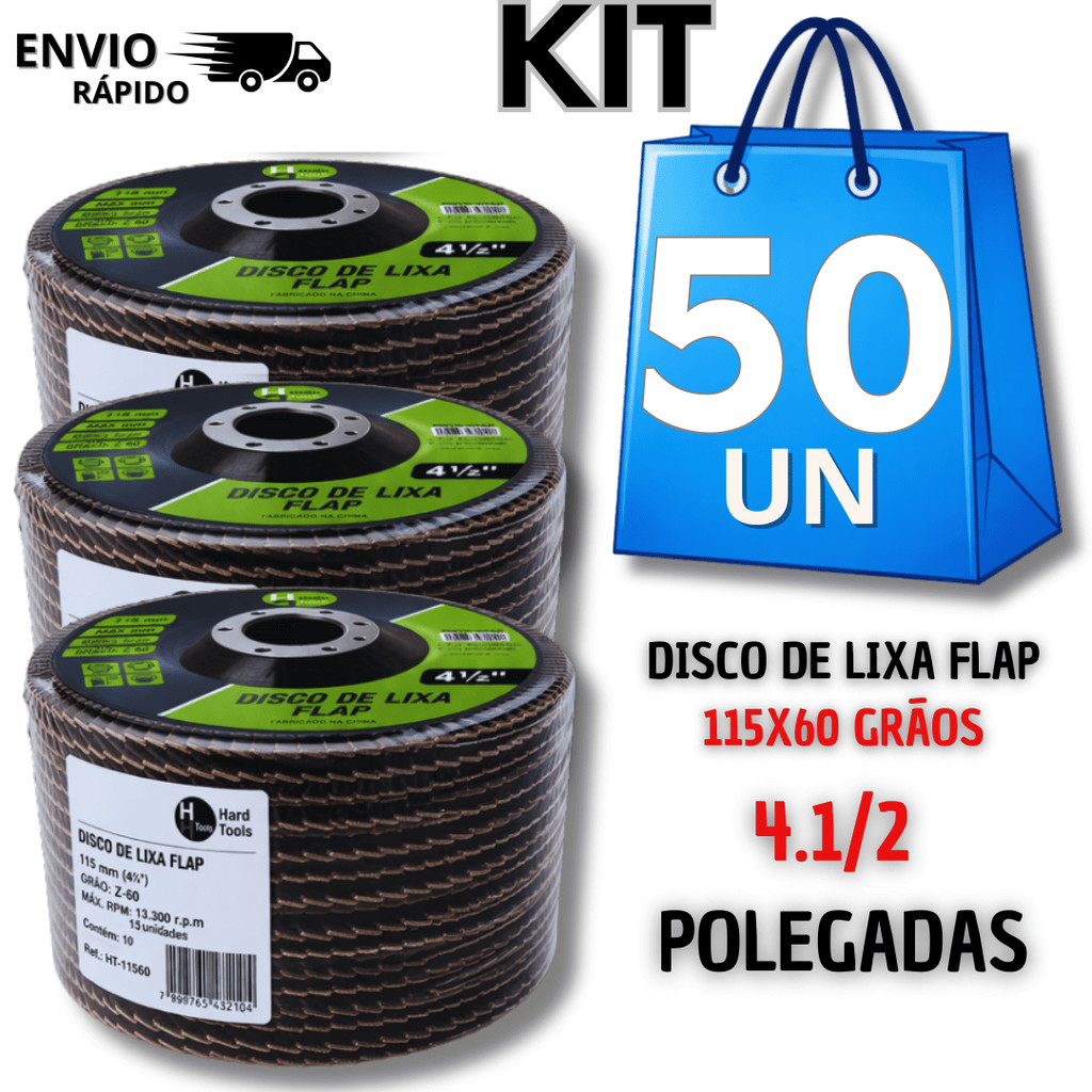 Jogo Discos Flap 4.1/2 Grão 60 Flap Disco Lixa Para Ferro Aço Limpeza De Ferrugem Multiuso Utilidades