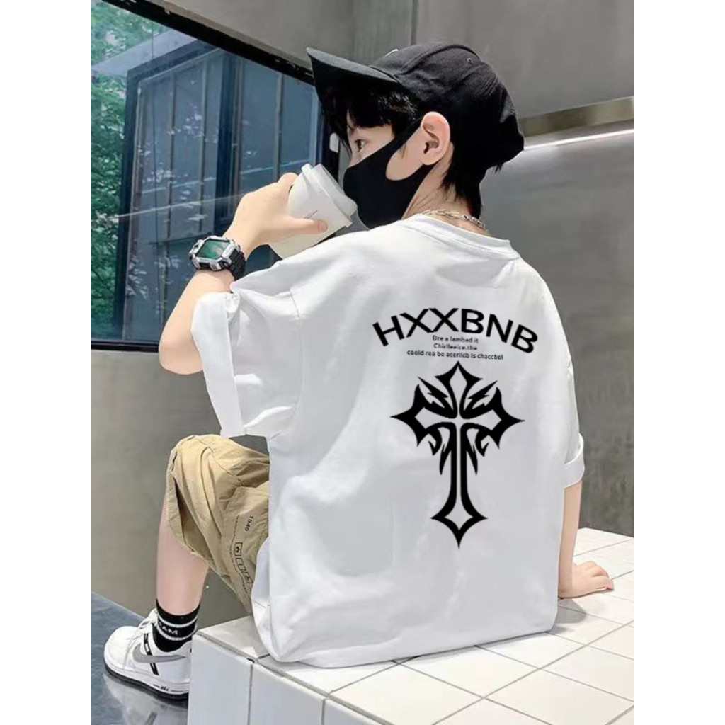 Algodão puro meninos camiseta de manga curta crianças verão roupas infantis 2024 médio grande crianças versão coreana me