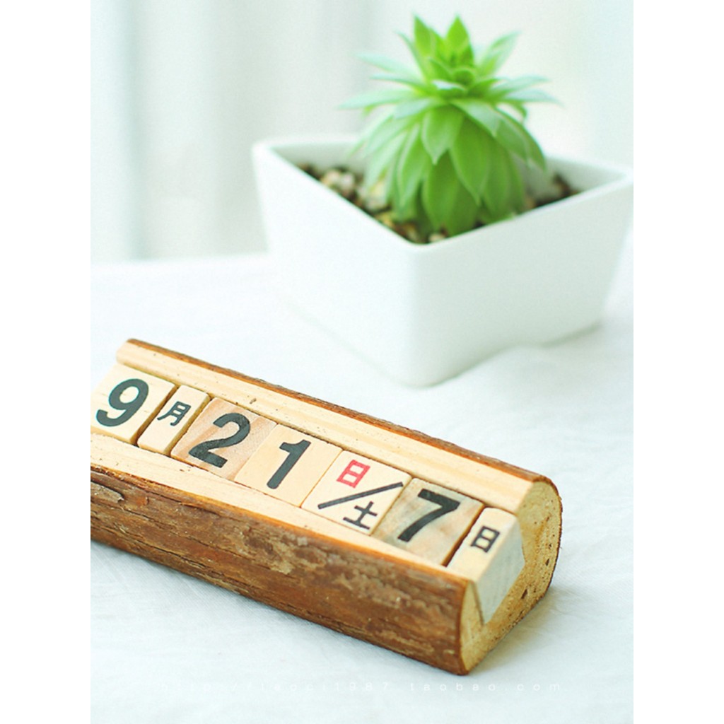 Zakka Retro criativo casa Log estilo japonês calendário perpétuo decoração de mesa café loja decoração artesanato