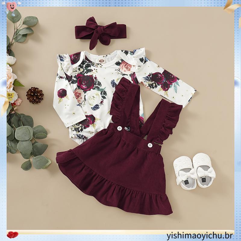 3-24 Meses Vestido De Princesa Para Bebês Recém-Nascidos , Manga Curta Maiô Florais, Saia Suspensório, Fita De Cabeça 3