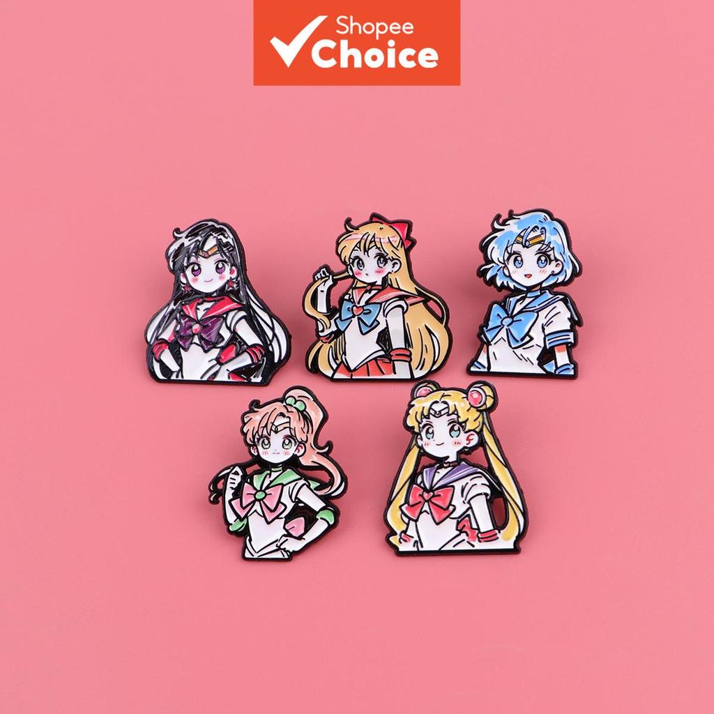 Kawaii Legal Feminino Guerreiro Anime Esmalte Lapela Pino Broche Para Roupas Mochilas Moda Jóias
