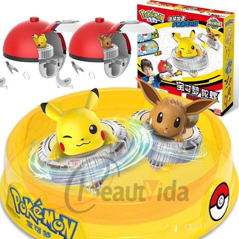 Pokemon Pikachu Spin Top Personagem De Cartoon Pull String Jogo De Combate Brinquedo De Presente Para Crianças