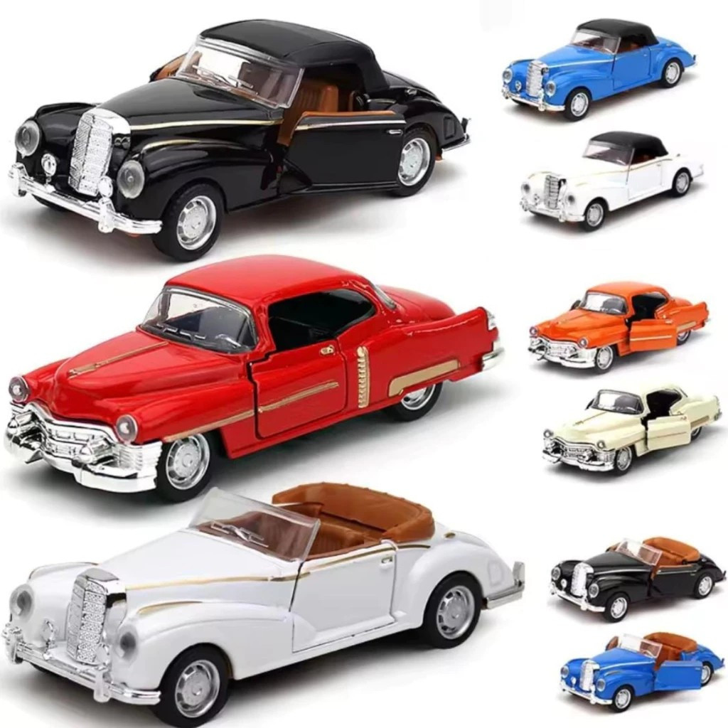Miniatura Carro carrinho de ferro metal antigo 3 modelos escala 1:36 Mercedes 300S e Cadillac