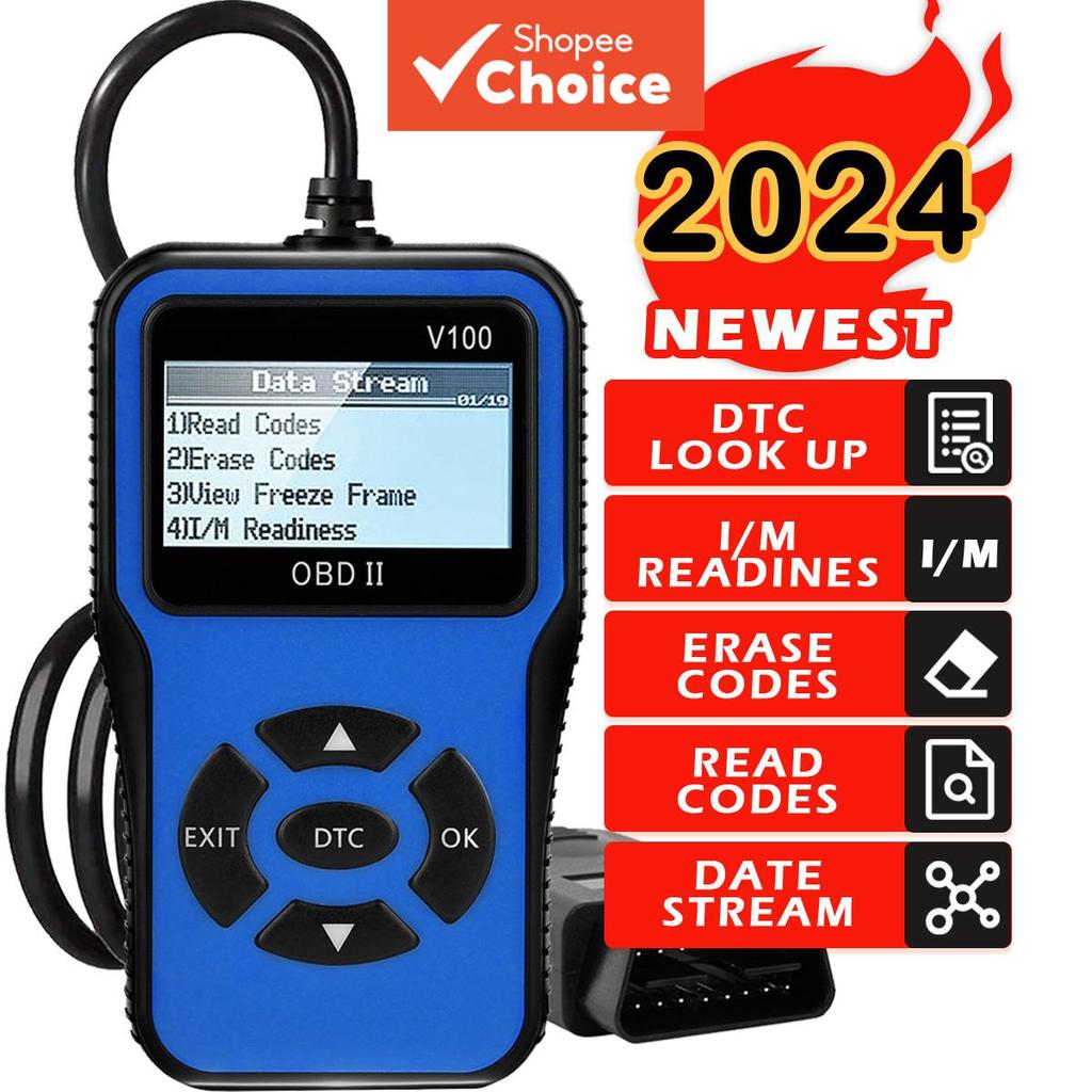 Scanner de Diagnóstico OBD2 para Carros, Leitor de Códigos de Falha do Motor, Testador de Tensão de Carro, R100 (Azul)